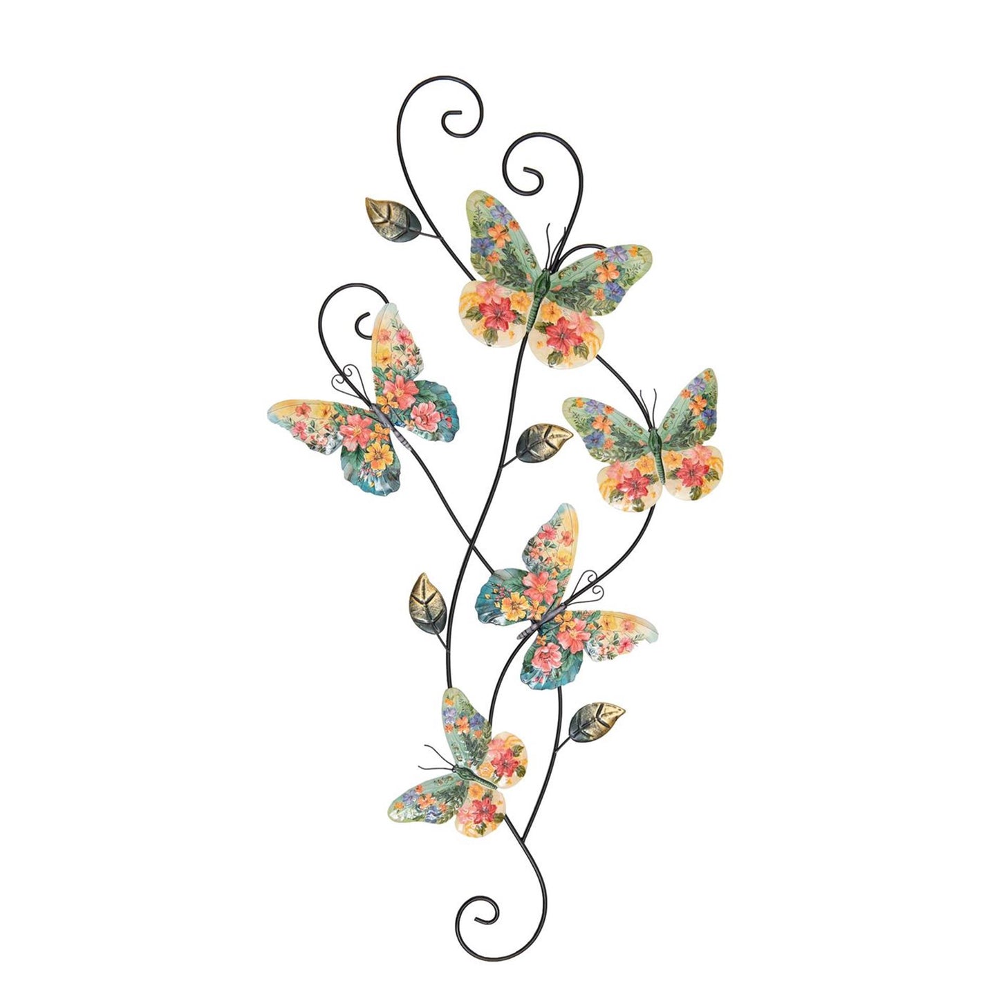 Anna's Collection Wanddeco vlinders met bloemen35x1,5x68cm