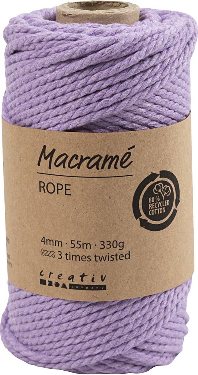 Creativ Company macramé koord 4 mm 55 m paars