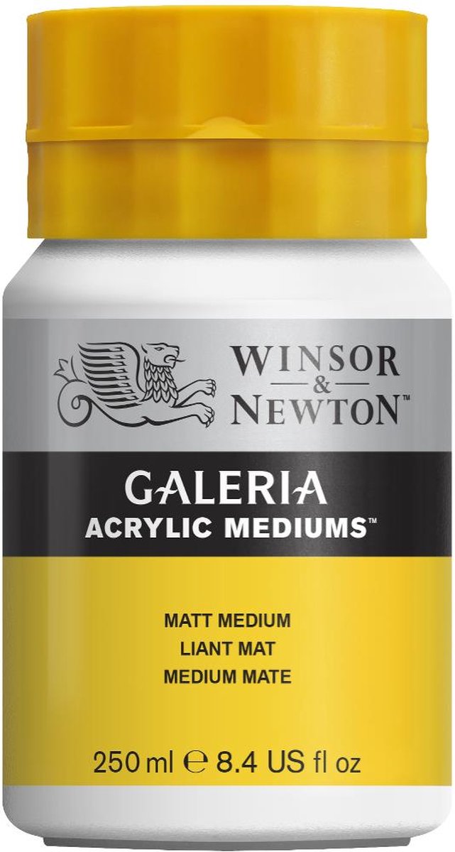 Winsor Newton 3040821 galeria matt medium 250 ml – acrylmedium voor matte afwerking verhoogde transparantie