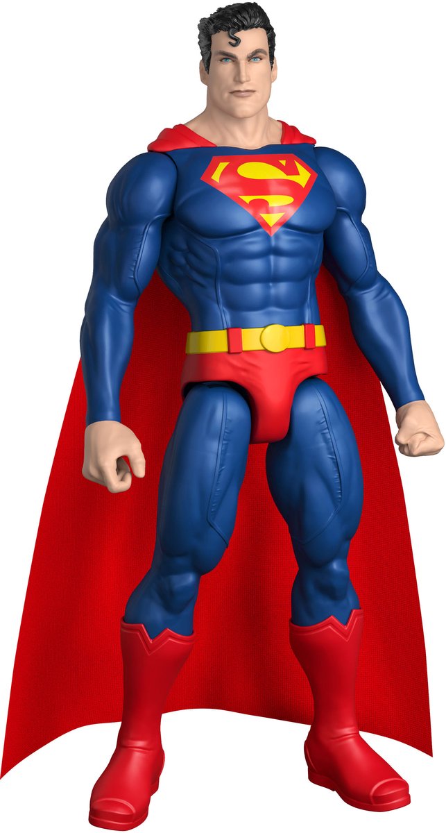 Mattel Dc superman actiefiguur van 30 cm - met klassiek rood-blauw superpak met stoffen cape en 7 beweegbare punten