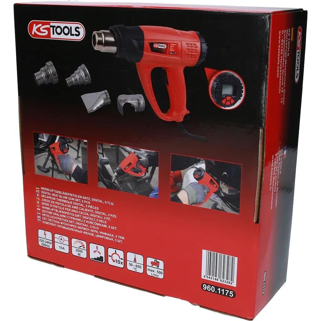 KS TOOLS heißluftgebläsesatz hot air blower set lcd ks-tools, 5-piece, digita