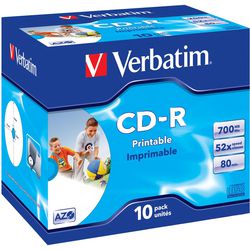 CD-R Printable 700Mb Verbatim 52x 80min. 10 stuk