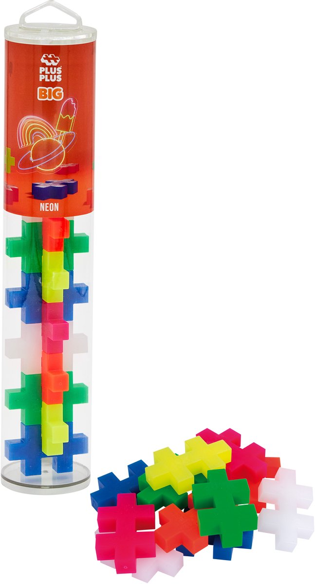 Plus-Plus big tube neon 15 delige bouwset - 3286 - bouwspeelgoed - constructiespeelgoed - set met bouwstenen - vanaf 1 jaar