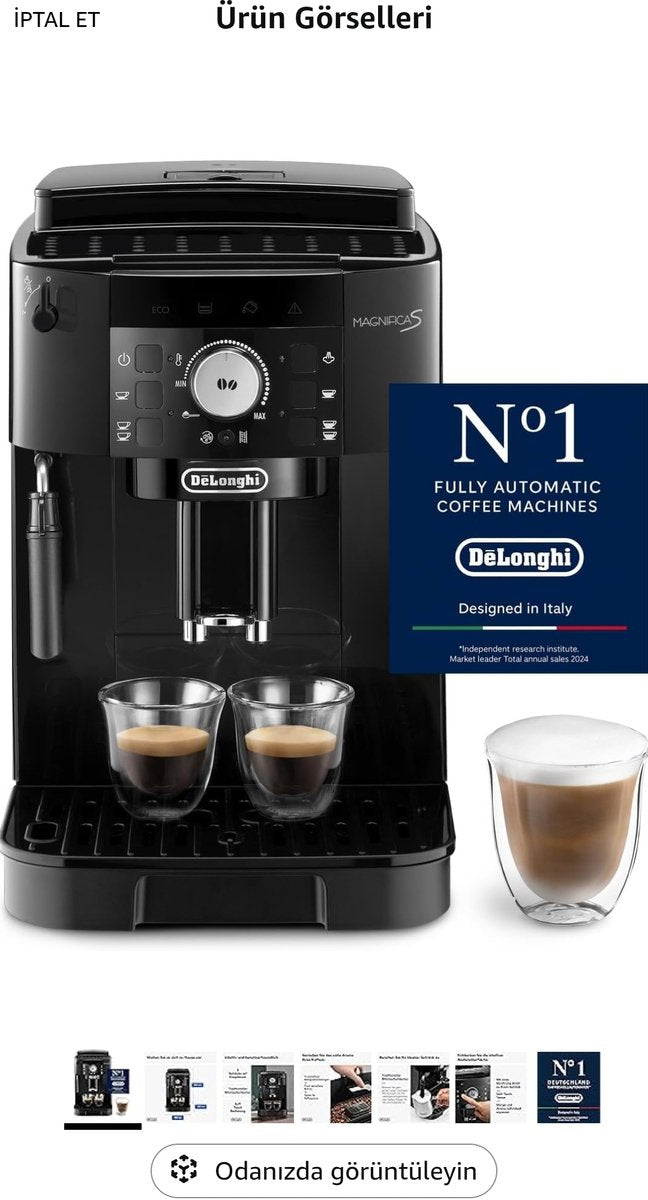 De'Longhi magnifica s ecam11.112.b, volautomatische koffiemachine met melkopschuimer voor cappuccino, espresso directe keuzeknoppen en draairegelaar, 2-kops functie, zwart