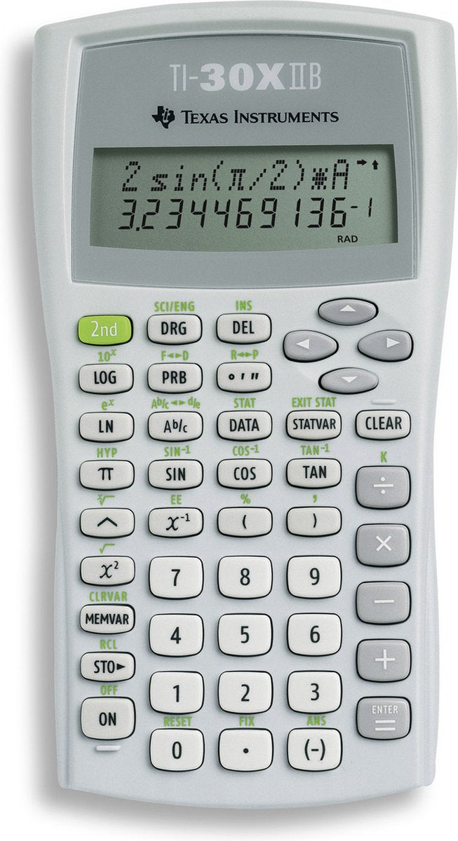 Texas Instruments ti‑30x ii b – schoolrekenmachine – wetenschappelijke functies – voor voortgezet onderwijs – grijs