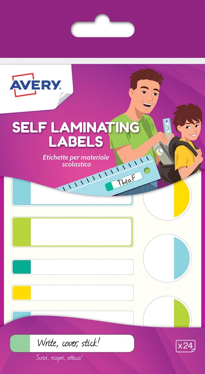 Geplastificeerd etiket Avery assorti - 24 etiketten