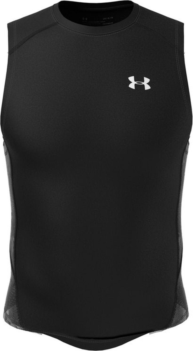 Under Armour ua hg armour comp sl-blk heren sportshirt - zwart - wit