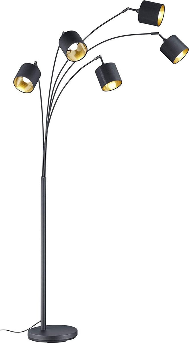 RL LIVE YOUR LIGHT Reality tommy vloerlamp - zwart - goudkleur - excl.5xe14 - ip20 - h200cm