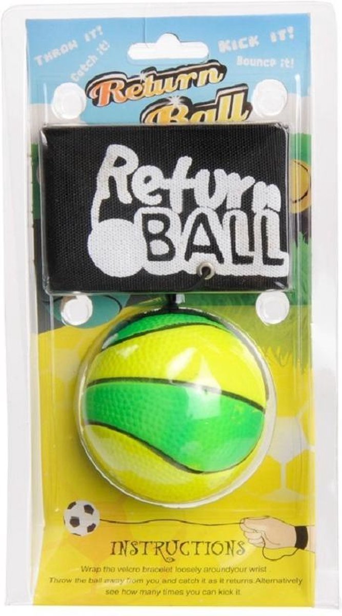 DeOnlineDrogist.nl Return ball - balletje met elastiek voor pols in neonkleuren - 63mm