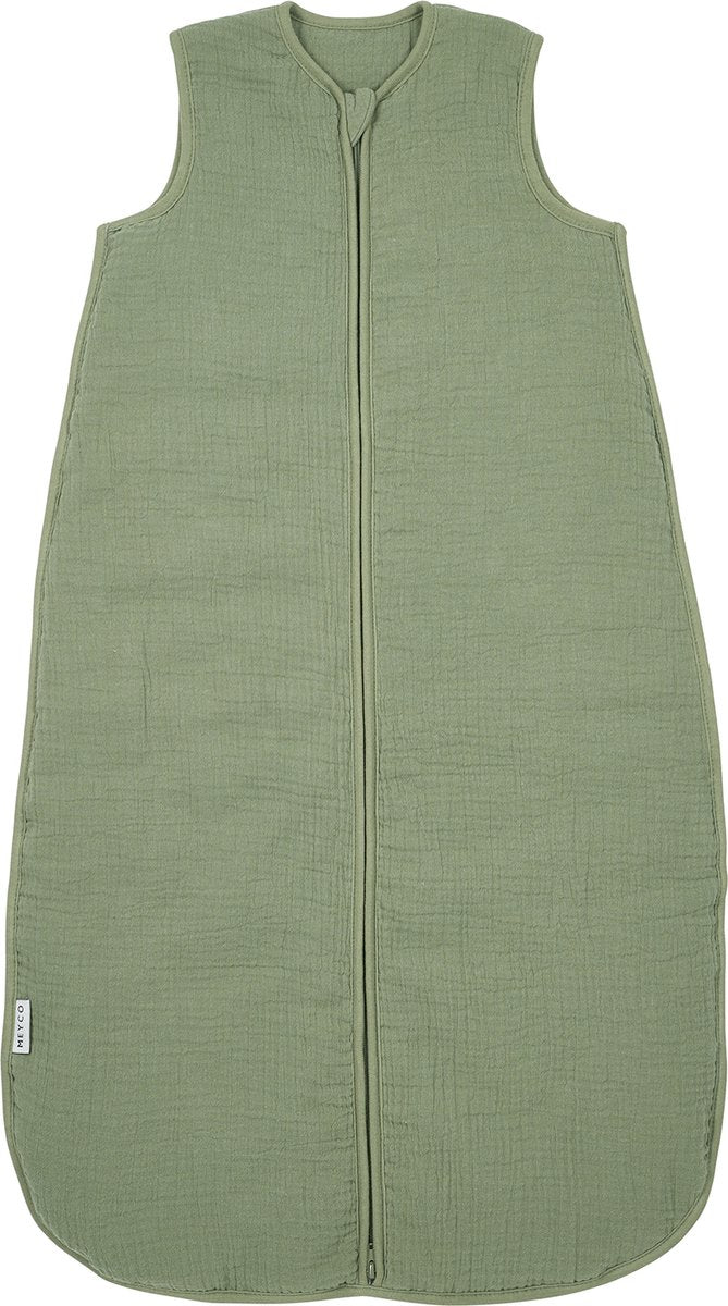 Meyco baby uni baby slaapzak gevoerd - pre-washed hydrofiel - olive green - 60cm - 2.0 tog