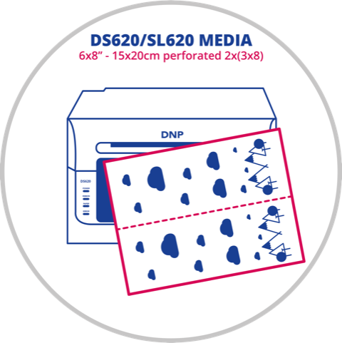 DNP papier 2 rol à 200 st. 15x20 geperforeerd op 7,5x20 voor ds620