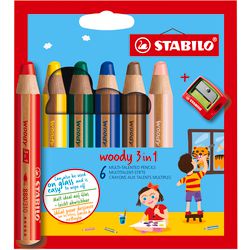 STABILO woody 3in1 multitalent potloden - 6dlg. met puntenslijper