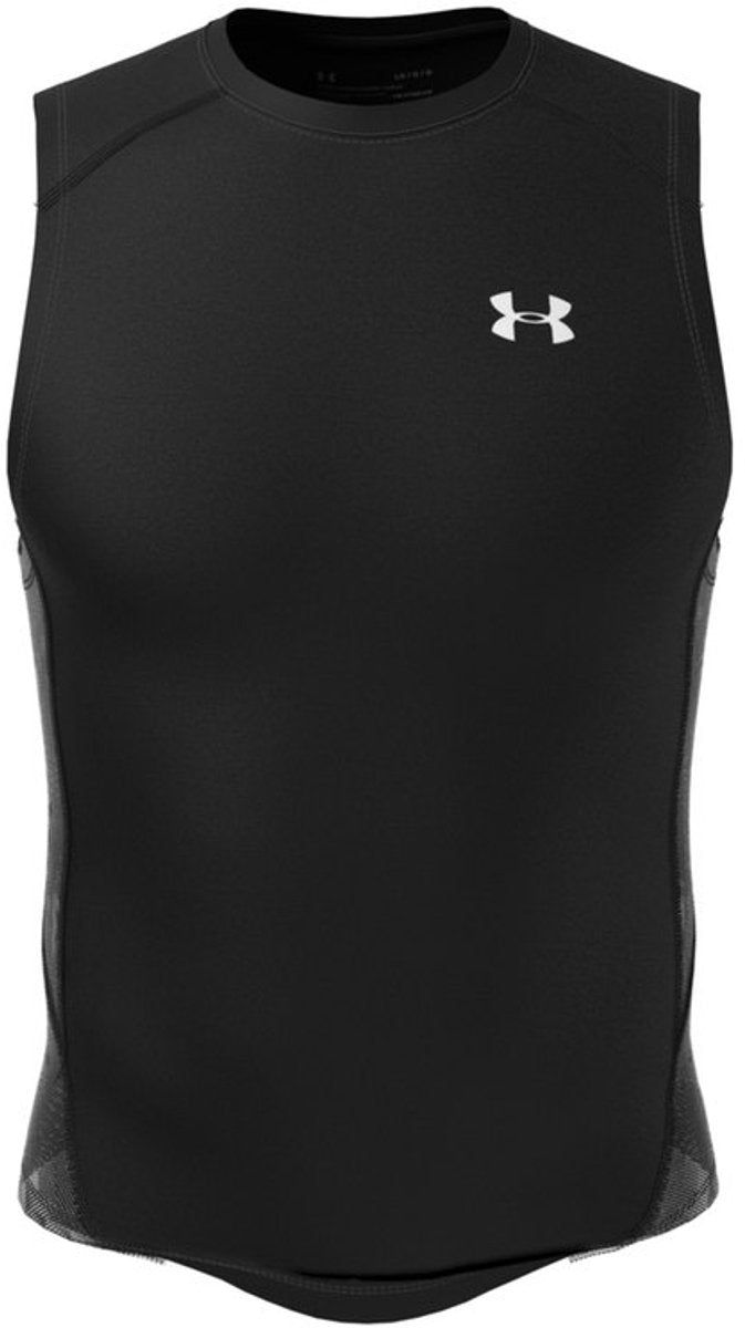 Under Armour ua hg armour comp sl-blk heren sportshirt - zwart - wit