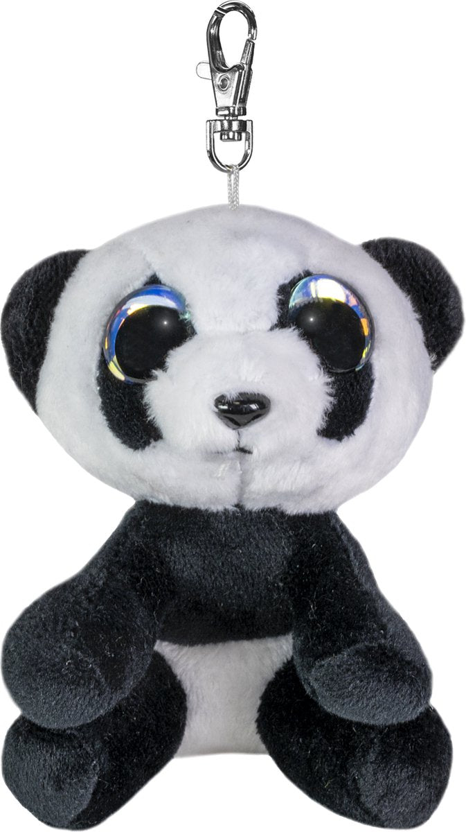 Lumo Stars pluche sleutelhanger panda pan - knuffel 8,5 cm zwart wit.
