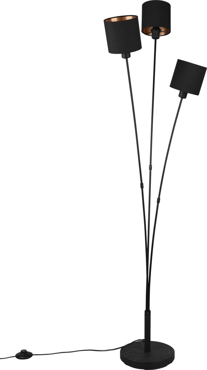 RL LIVE YOUR LIGHT Reality tommy - vloerlamp - zwart mat - excl. 3x e14 4w - voetschakelaar