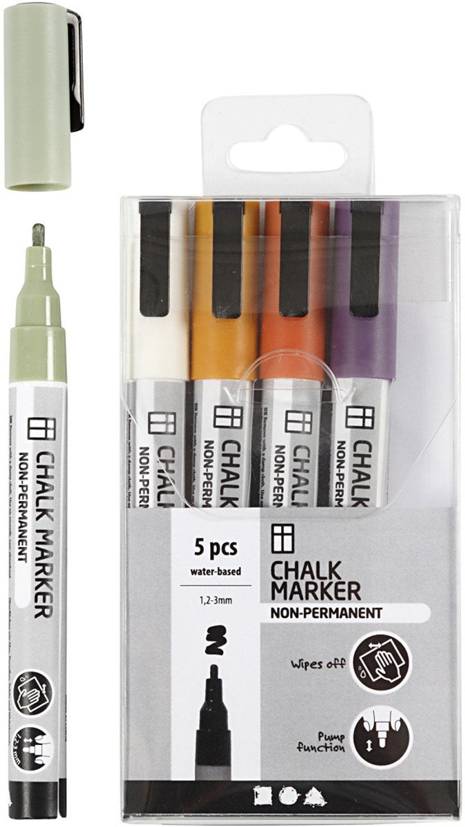 Creativ Company Krijt markers pastelkleuren, 5st.
