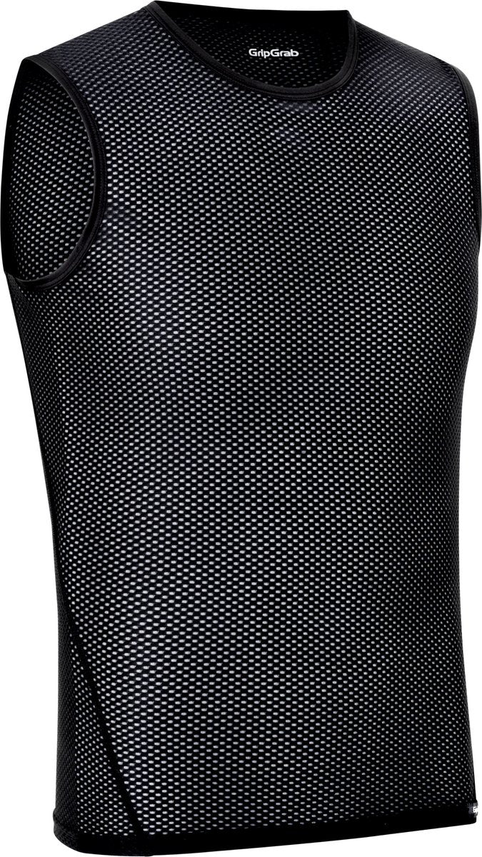 GripGrab - ultralight mesh mouwloos base layer zomer fiets ondershirt polygiene zweethemd - zwart - heren - maat xl