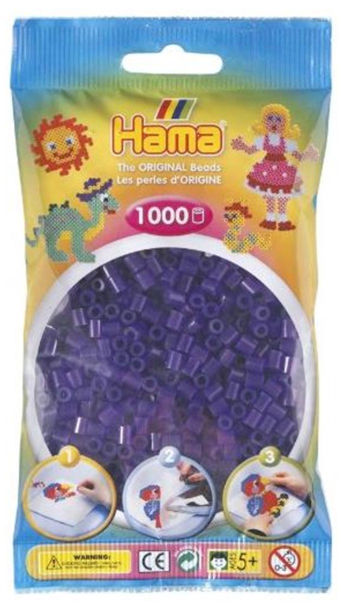Hama Strijkkralen - 1000 stuks - paars doorzichtig
