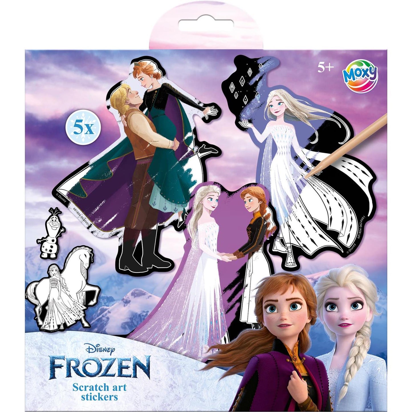 Moxy Scratch art stickers - frozen, 6dlg.