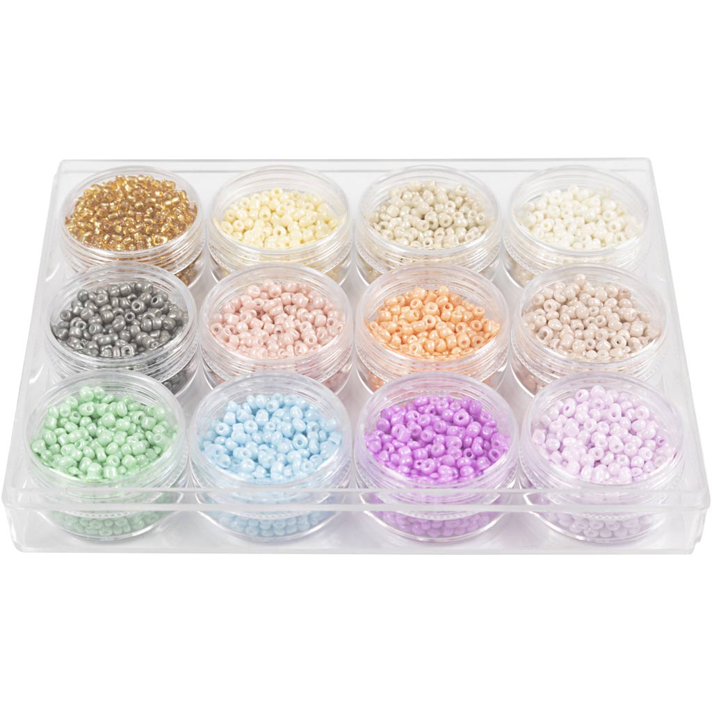 Creativ Company Https: www.cchobby.nl rocailles-d-3-mm-afm-8-0-gatgrootte-0-6-1-0-mm-pastelkleuren-12x17-gr-1-doos