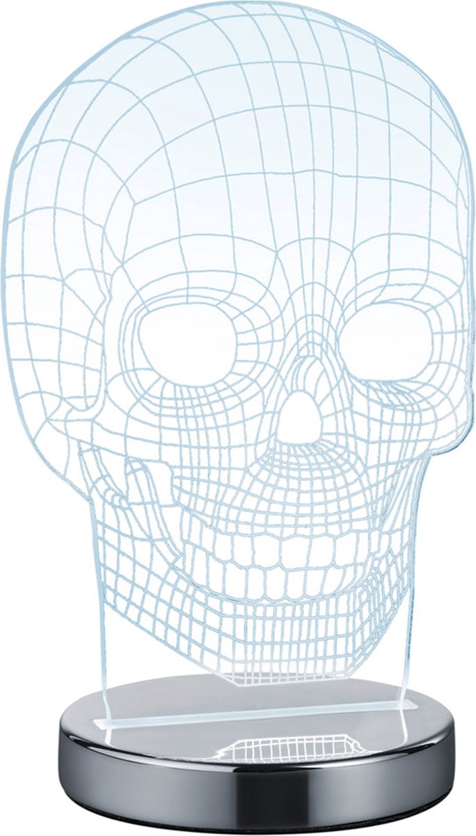 RL LIVE YOUR LIGHT Reality skull - tafellamp - chroom - incl. 1x smd 7 w - snoerschakelaar - instelbare lichtkleur - niet dimbaar