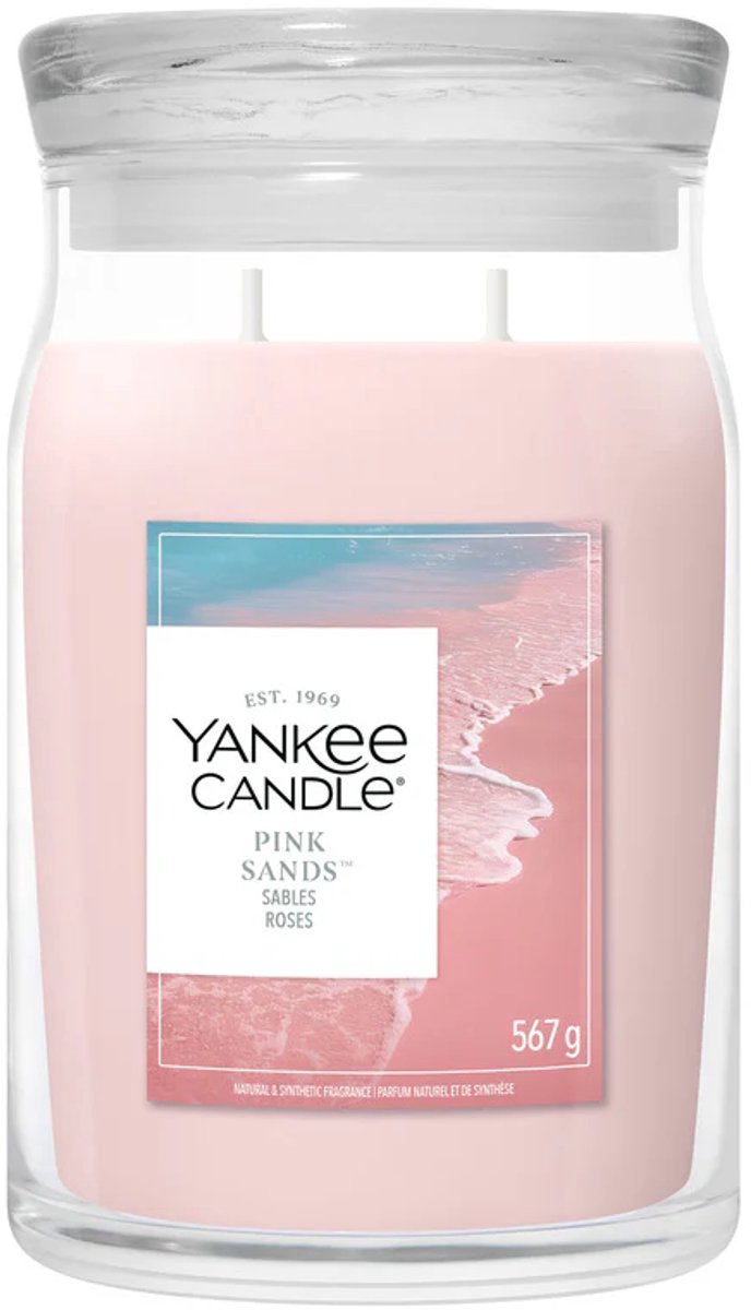 Yankee Candle - pink sands large jar geurkaars - 90 branduren - twee lonten