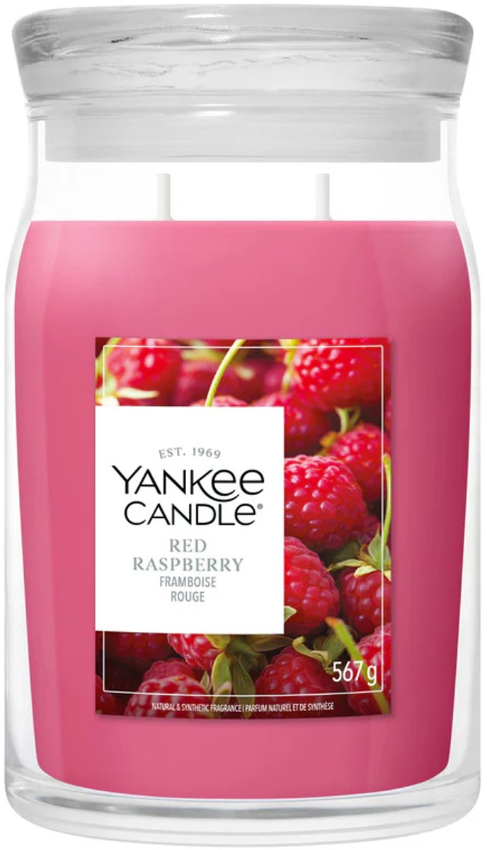 Yankee Candle - red raspberry large jar geurkaars - 90 branduren - twee lonten