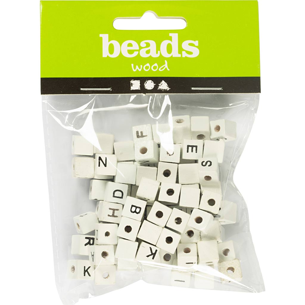 Creativ Company Https: www.cchobby.nl letterkralen-a-z-en-blanco-afm-8x8-mm-gatgrootte-3-mm-wit-96-div-1-doos