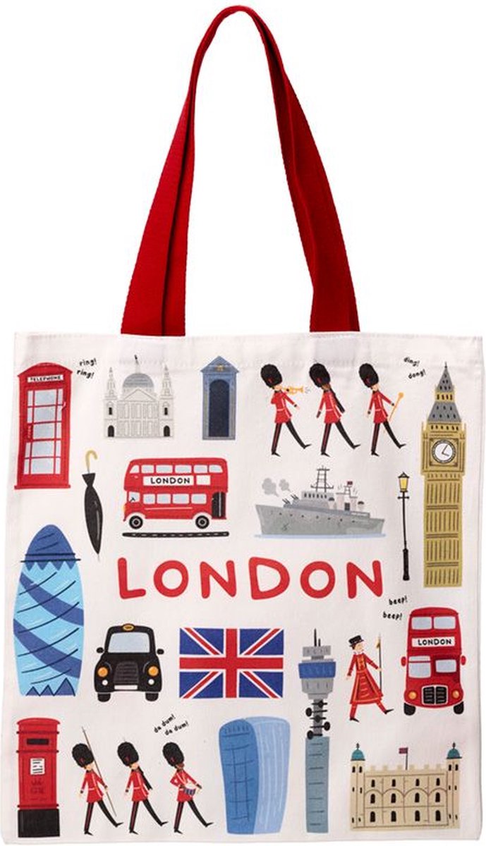 Puckator Tas shopper - london - skyline iconic sights - polykatoen herbruikbaar - 39.5x37.5cm