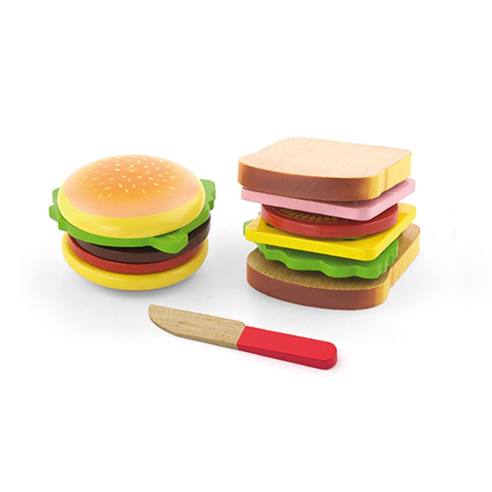 Viga New classic toys toys - speelgoedeten en -drinken - sandwich en hamburget set