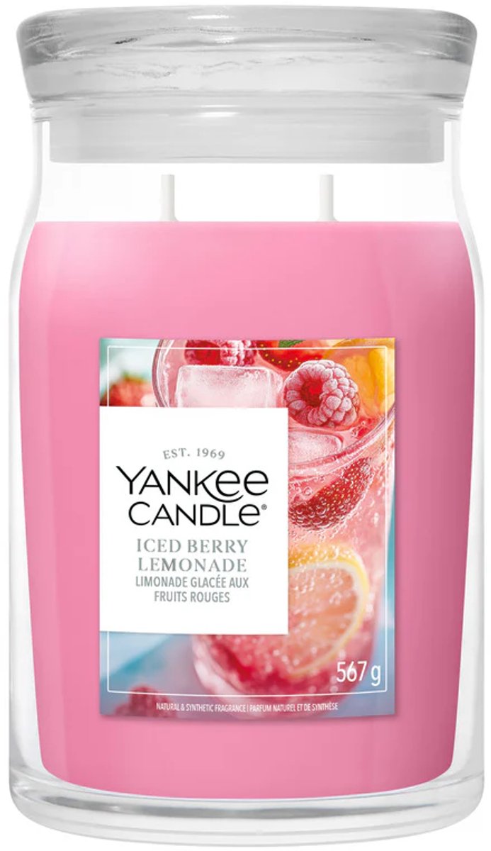 Yankee Candle - iced berry lemonade large jar geurkaars - 90 branduren - twee lonten