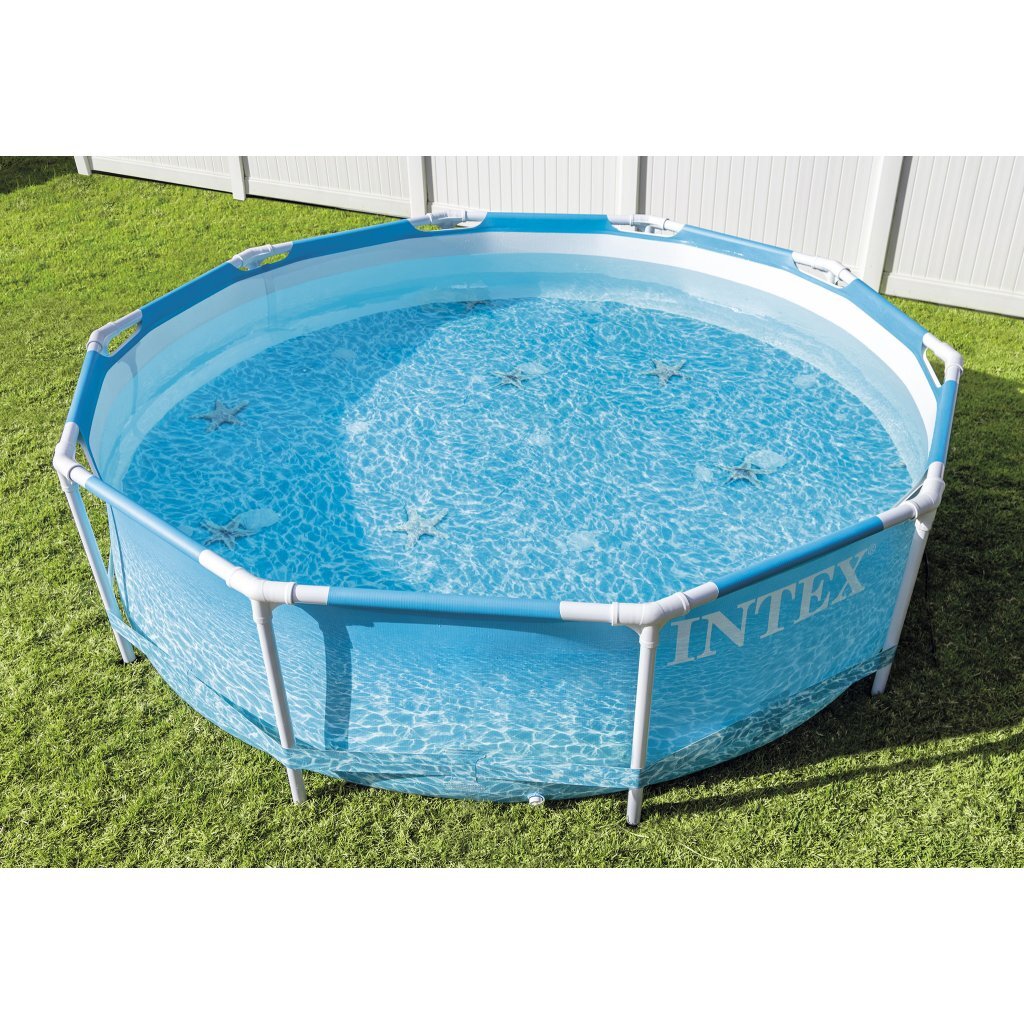 Intex 28208gn beachside metal frame zwembad + filterpomp 305x76 cm blauw