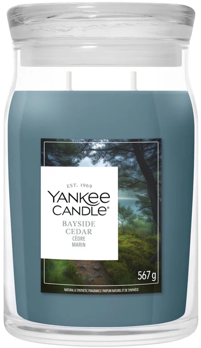 Yankee Candle - bayside cedar large jar geurkaars - 90 branduren - twee lonten