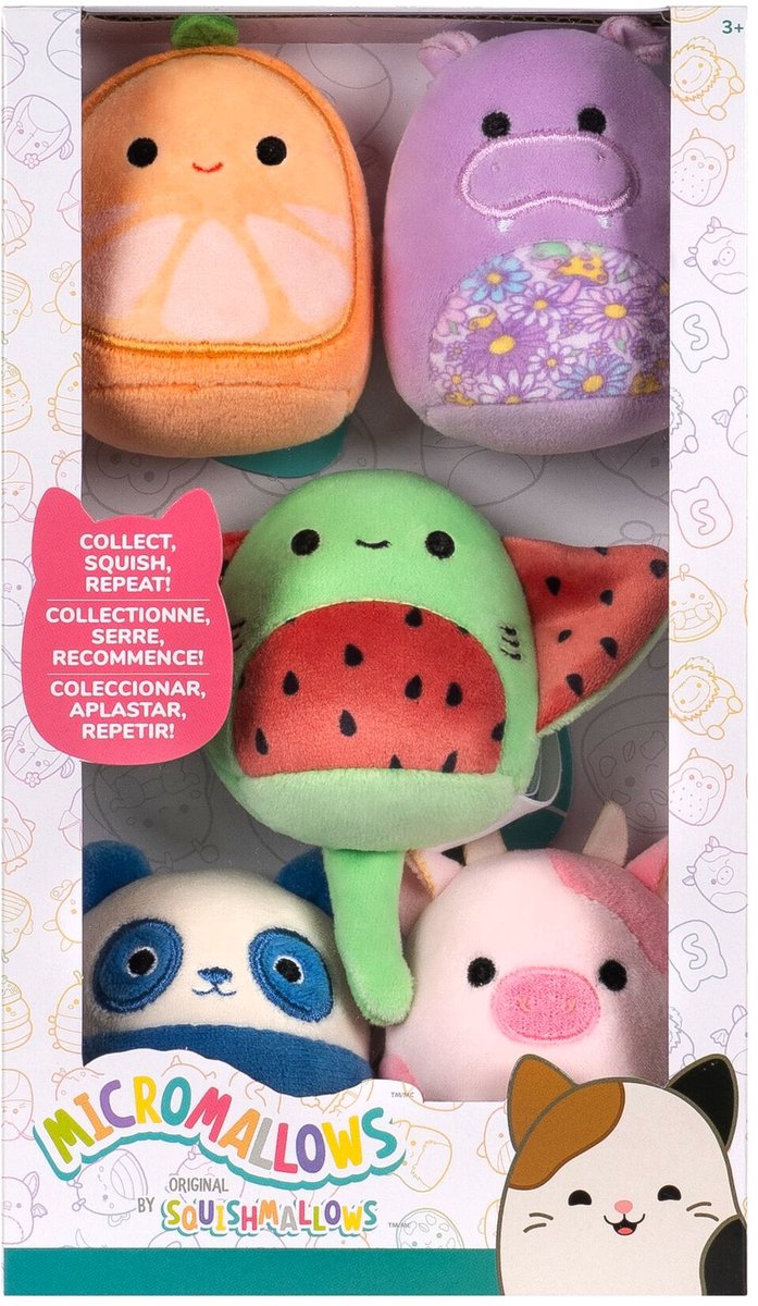 Jazwares Micromallows - 5 pack plush squishmallows (lai, reshma, scout, orin, hanna) 6cm