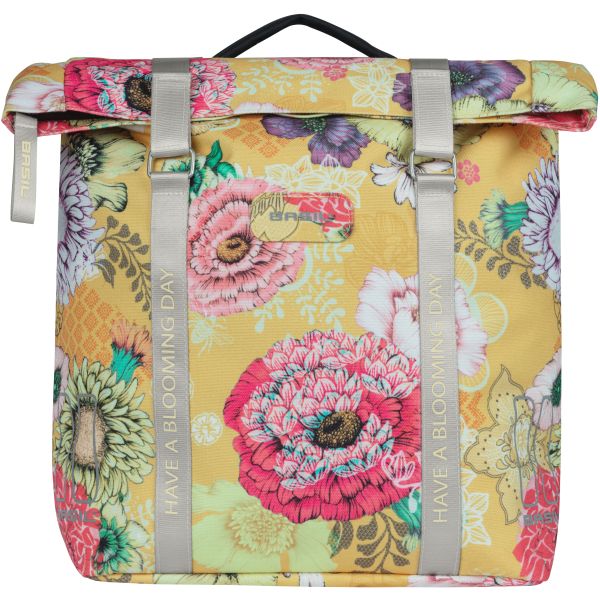 Basil Bloom Field dubbele fietstas, waterdicht, honey yellow, 35L