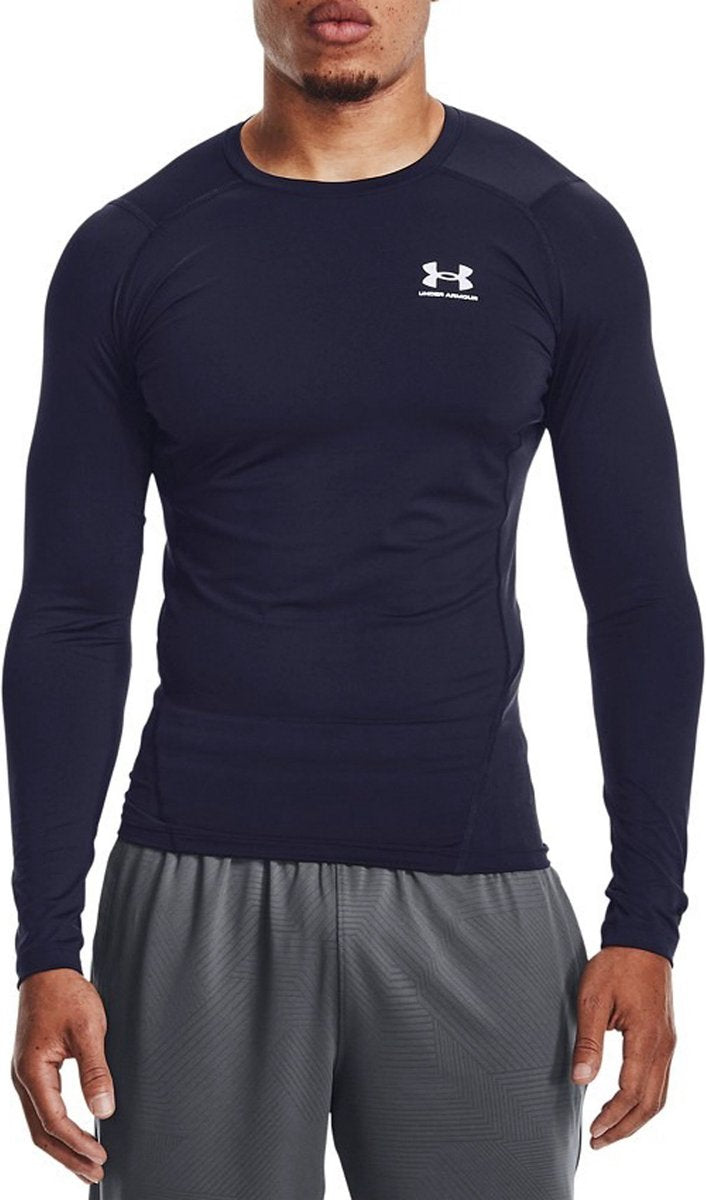 Under Armour ua hg armour comp ls-blu heren sporshirt - midnight navy - wit