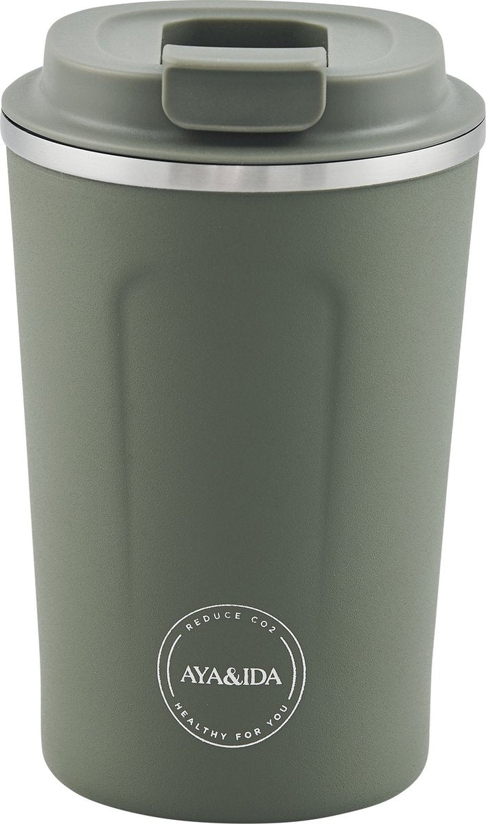 Aya Ida Aya ida - cup2go - thermosbeker - koffiebeker - coffee to go - reisbeker - meenemen - 380ml - tropical green