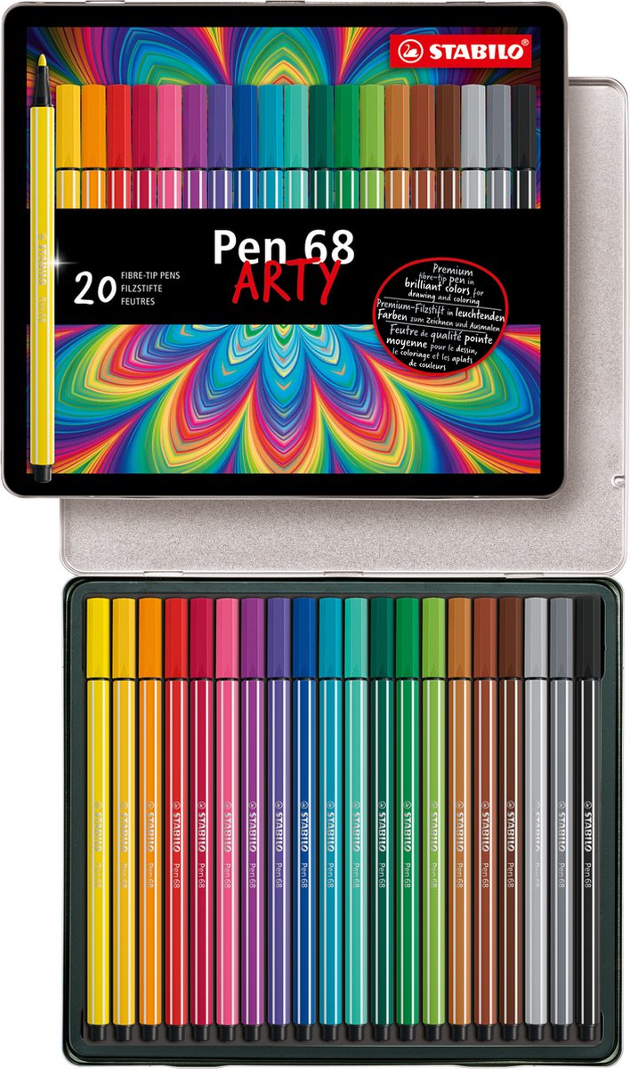STABILO pen 68 - viltstift - metalen doos met 20 stuks