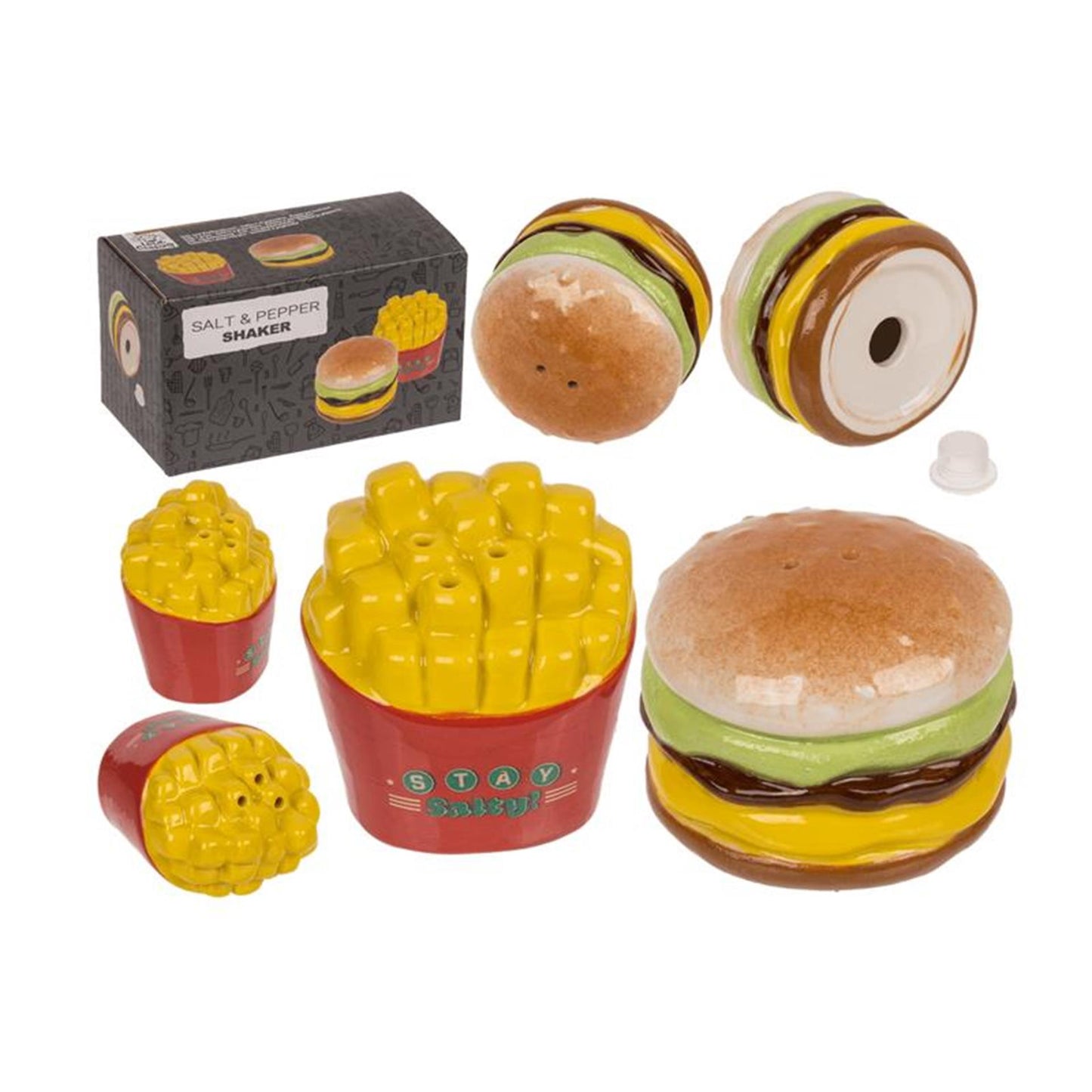 Out Of The Blue Peper zoutstel burger fries 5,5x4,5cm