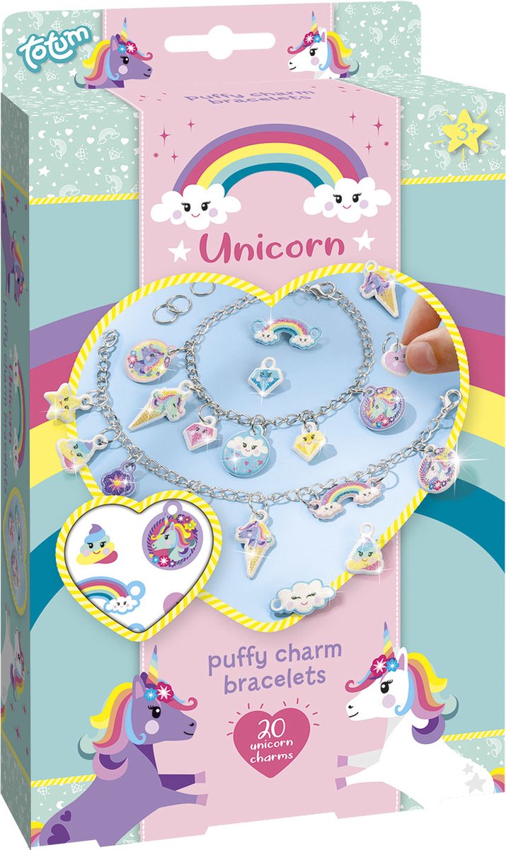 Totum eenhoorn - puffy bedelarmbandjes