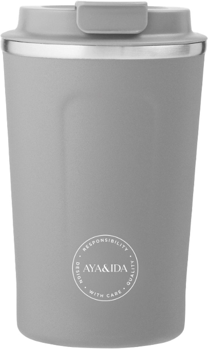 Aya Ida Aya ida - cup2go - thermosbeker - koffiebeker - coffee to go - reisbeker - meenemen - 380ml - light grey