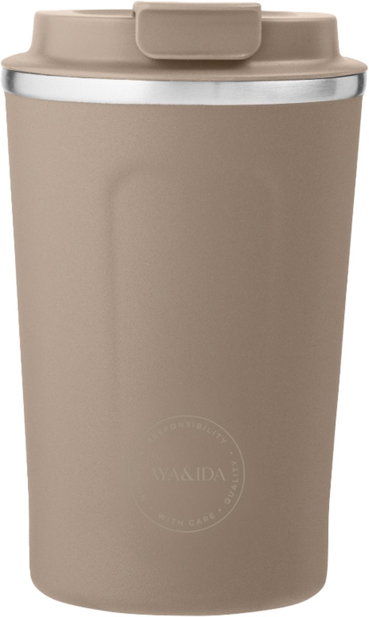 Aya Ida Aya ida - cup2go - thermosbeker - koffiebeker - coffee to go - reisbeker - meenemen - 380ml - dusty brown