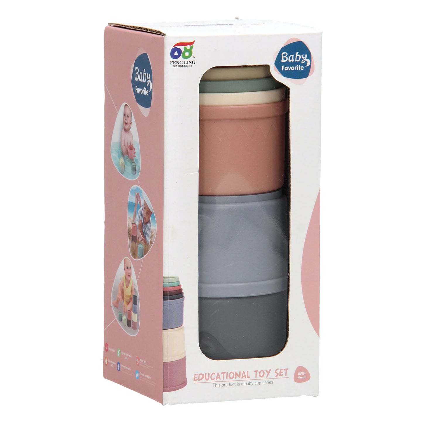 Lobbes Stapelbekers pastel, 8dlg.