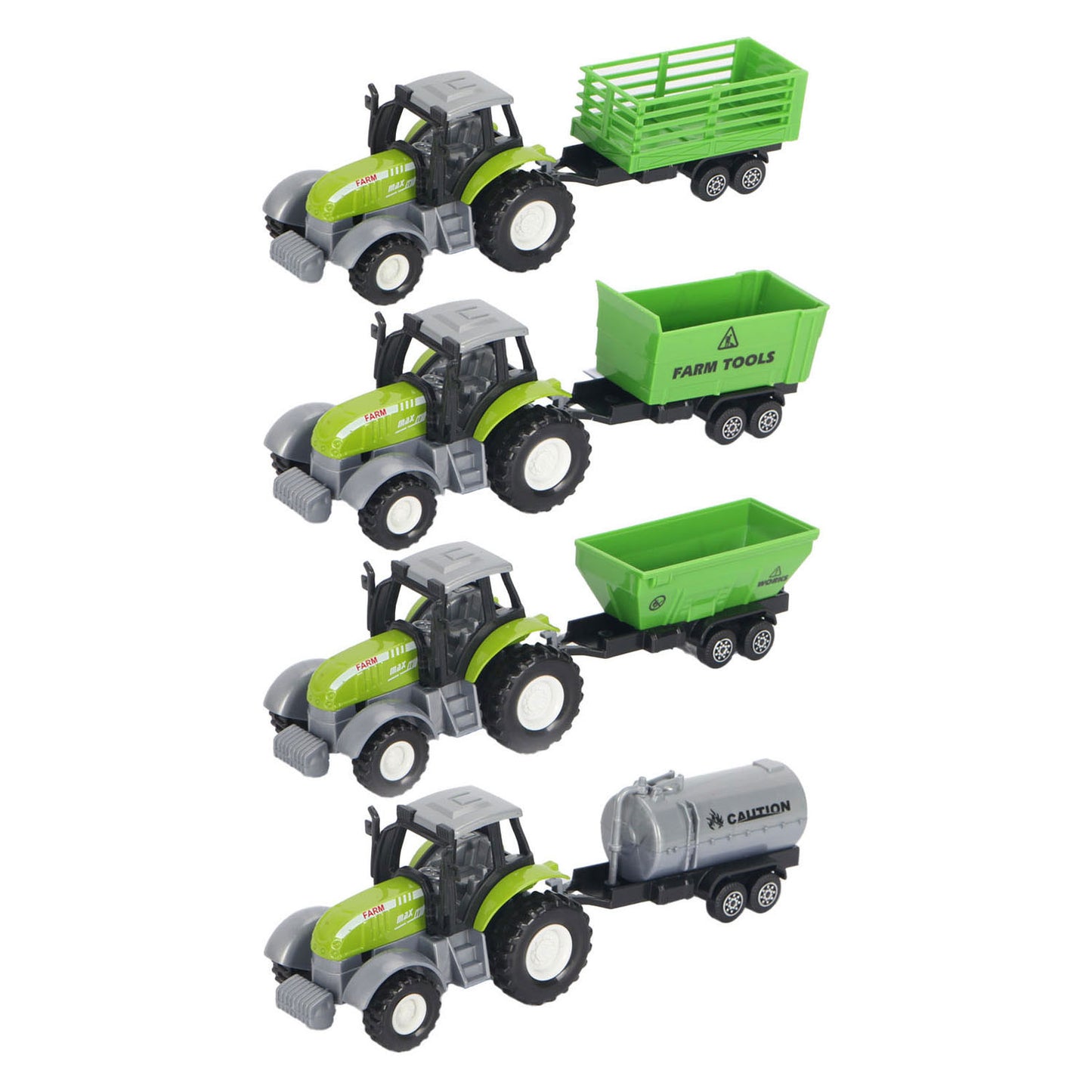 Lobbes Speelgoed BV Die-cast groene trekker met aanhanger en pull-backfunctie