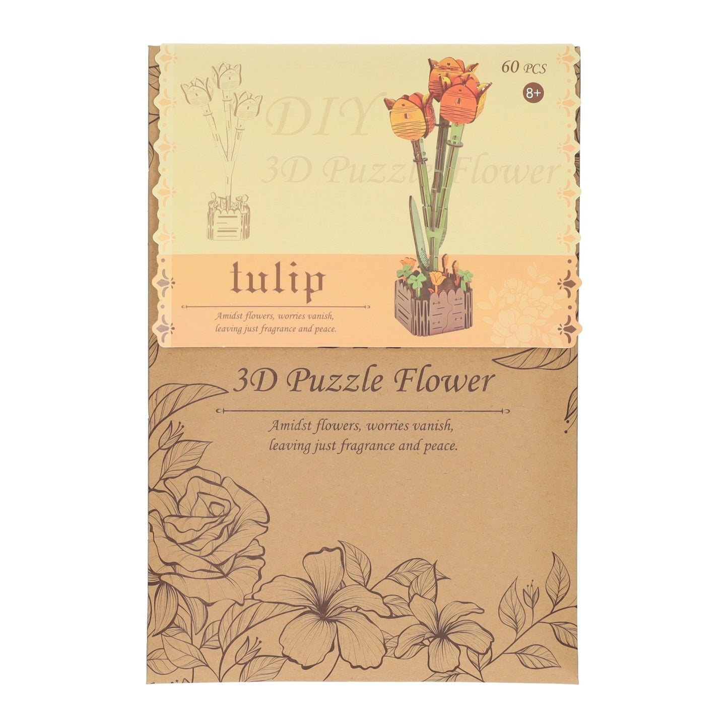 Lobbes Speelgoed BV Houten 3d bouwpakket tulpen - 60dlg.