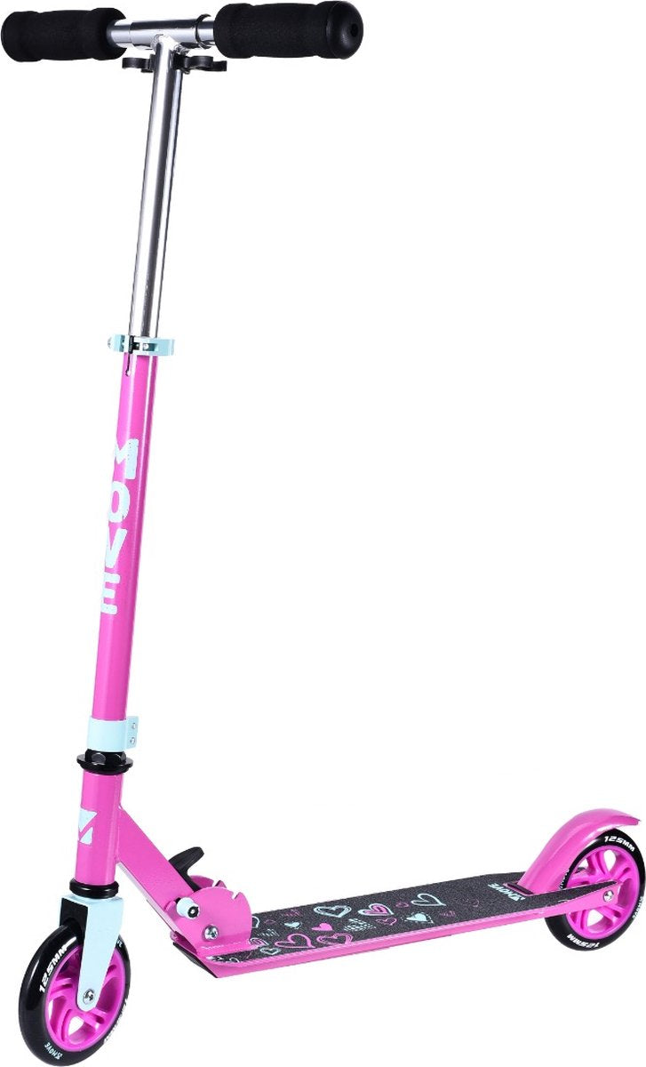 Move Step - scooter 125 love - roze - 125mm - vouwbaar - in hoogte verstelbaar - vanaf 3 jaar