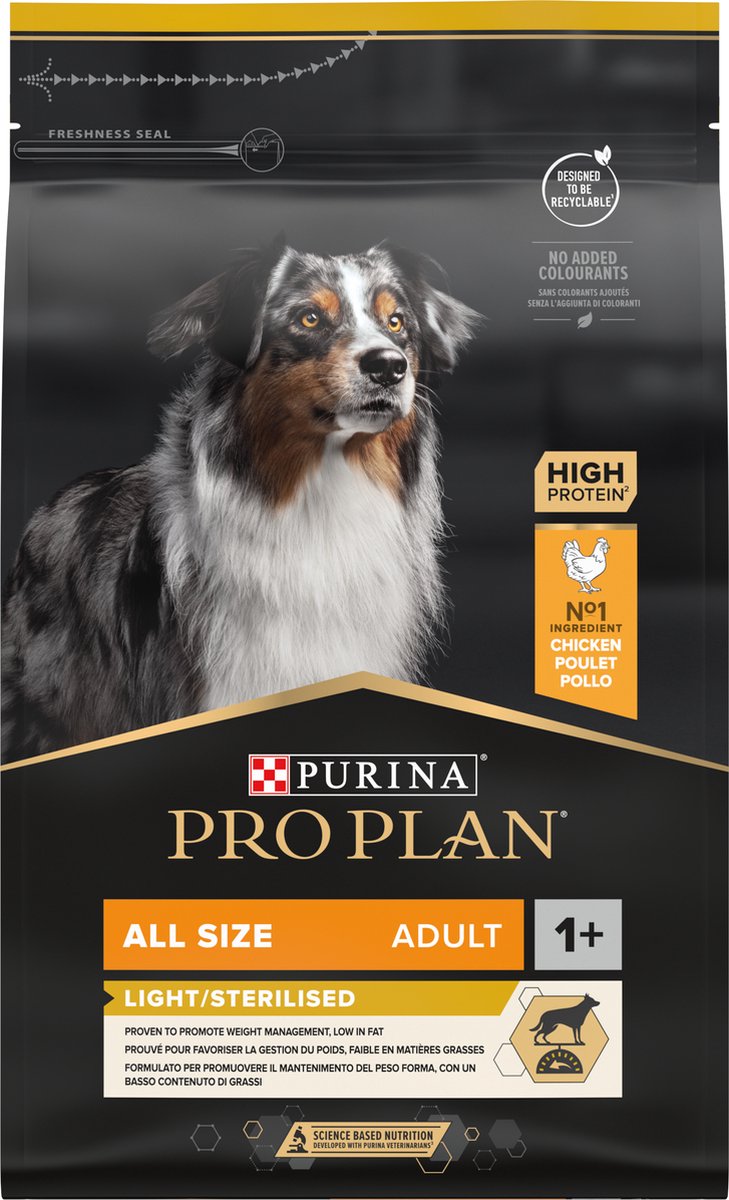Pro Plan all sizes adult light sterilised - honden droogvoer - kip- 3 kg