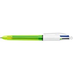 Balpen BIC 4 Colours Fluo 0,42 mm kleurenassortiment