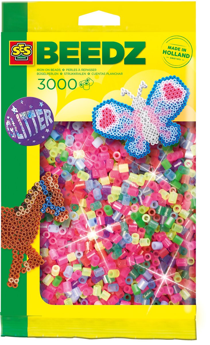 SES Creative Ses strijkkralen - glitter, 3000st.
