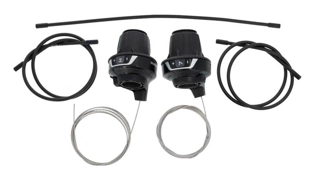 Shimano schakel set rv400 friction 7-sp triple met kabels zwart